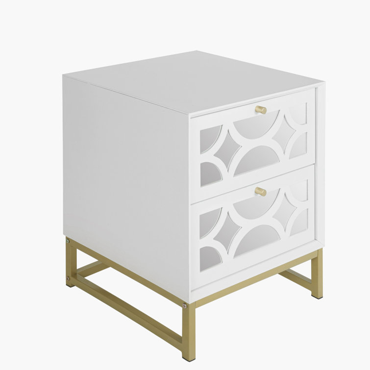 Mercer41 White Mirrored Nightstand Wayfair